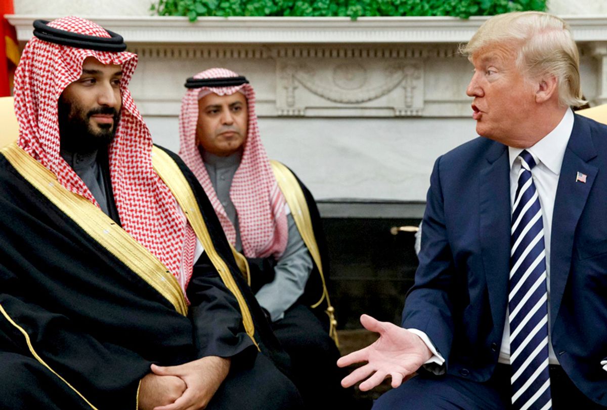 President Donald Trump meets with Saudi Crown Prince Mohammed bin Salman in the Oval Office of the White House, Tuesday, March 20, 2018, in Washington. (AP/Evan Vucci)