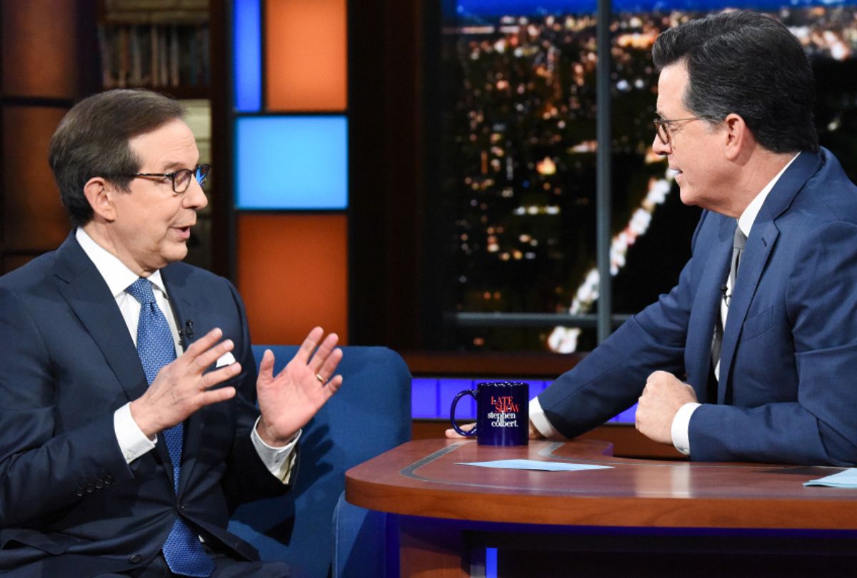 Chris Wallace and Stephen Colbert on "The Late Show with Stephen Colbert" (Scott Kowalchyk/CBS)