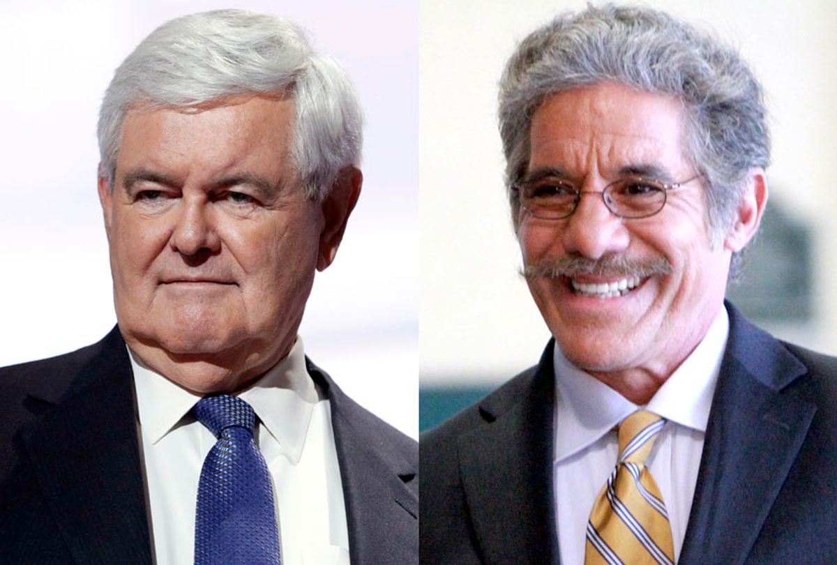 Newt Gingrich; Geraldo Rivera (AP/John Loche/Joe Burbank)
