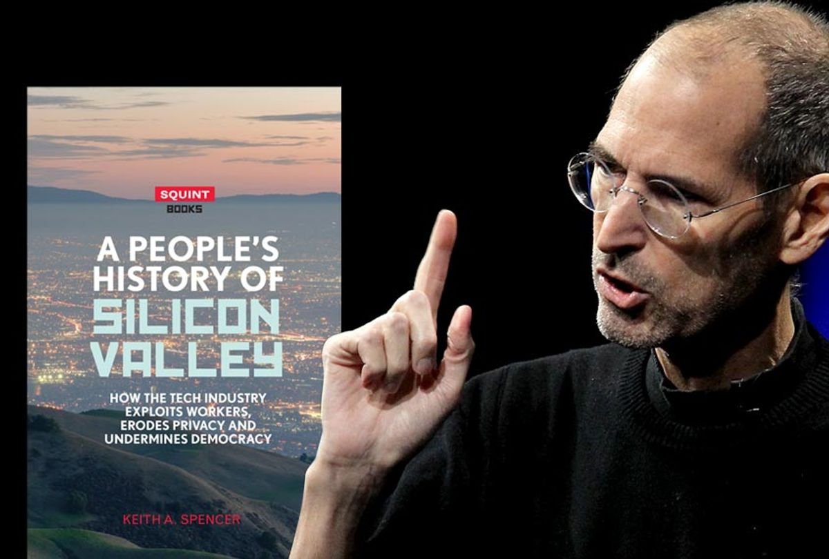 "A People's History of Silicon Valley" by Keith A. Spencer; Steve Jobs (Eyewear Publishing/Getty/ Justin Sullivan)