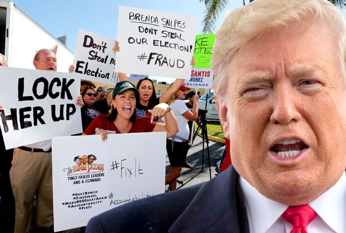 A crowd protests outside the Broward County Supervisor of Elections office Friday, Nov. 9, 2018, in Lauderhill, Fla (AP/Salon)