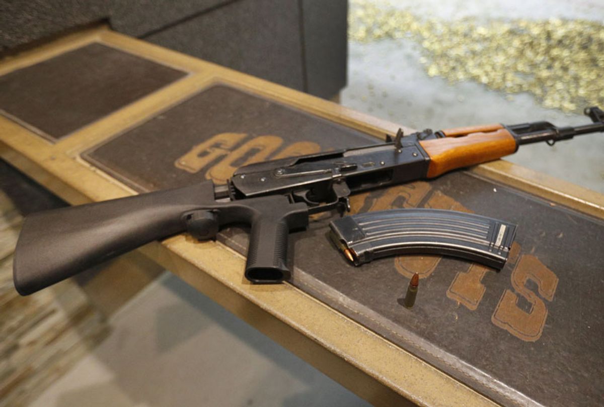 AK-47 with a bump stock installed (Getty/George Frey)