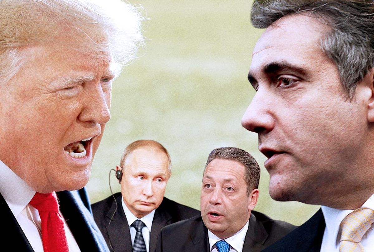 Donald Trump; Vladimir Putin; Felix Sater; Michael Cohen (Getty/AP/YouTube/CNN)