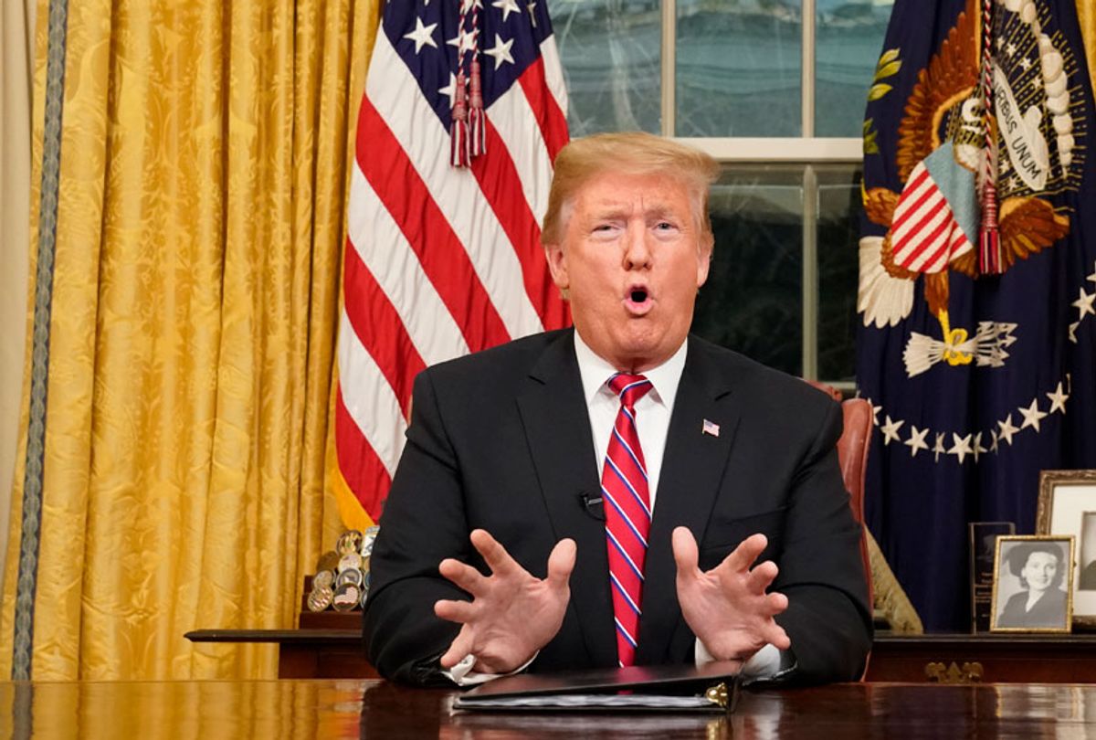 President Donald Trump speaks to the nation in his first prime-time address from the Oval Office of the White House on January 8, 2019 in Washington, DC.  (Getty/Sandy Huffaker)