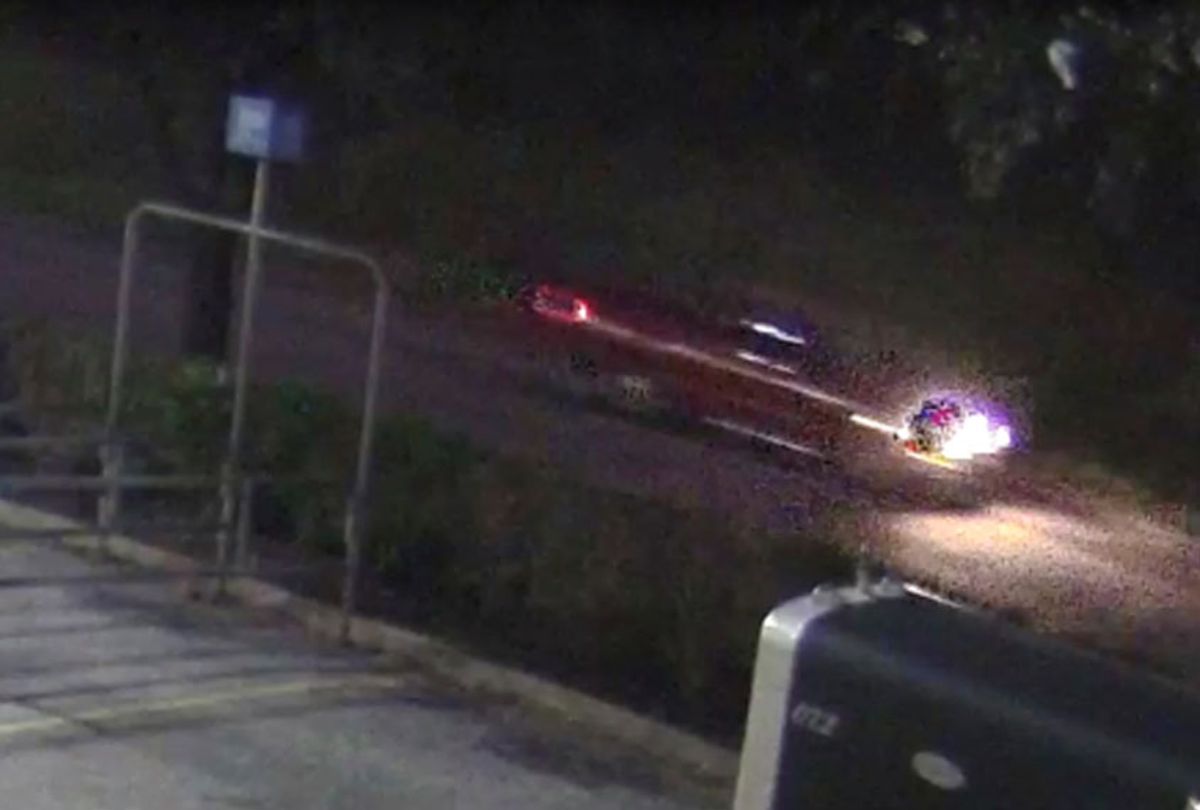 This photo provided by the Harris County Sheriff's Office shows an image taken from surveillance video of a pickup whose driver, according to authorities, fired several shots into a car carrying a family, killing 7-year-old Jazmine Barnes and wounding the child's mother, Sunday, Dec. 30, 2018, in the Houston area. (Courtesy of Harris County Sheriff's Office via AP)