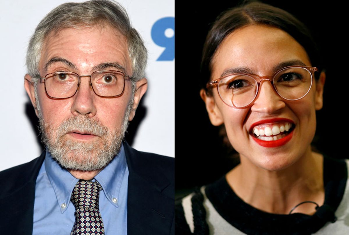 Paul Krugman; Alexandria Ocasio-Cortez (AP/Evan Agostini/Patrick Semansky)