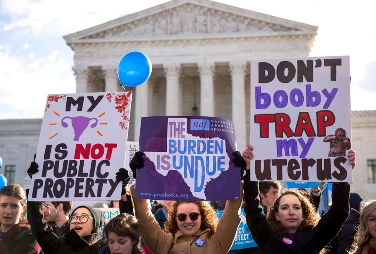 Pro-choice advocates rally outside of the Supreme Court. (Getty/Drew Angerer)