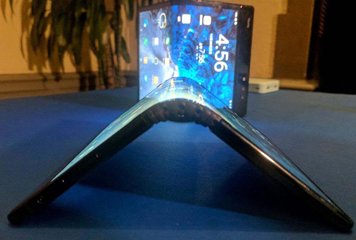A FlexPai smartphone with a flexible screen. (AP/Michael Liedtke)