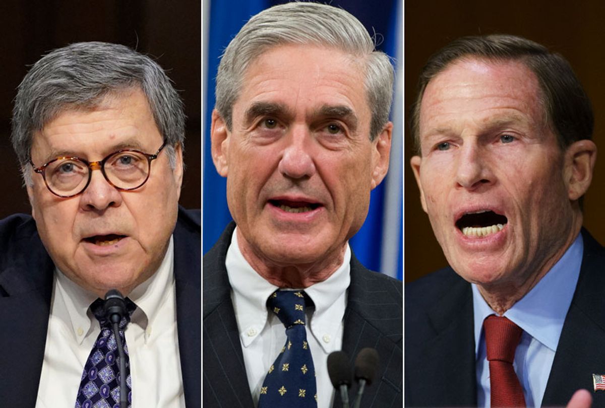 William Barr; Robert Mueller; Richard Blumenthal (AP/Getty)