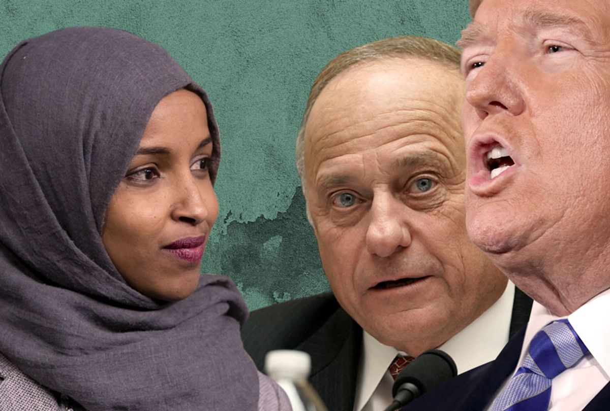 Ilhan Omar; Steve King; Donald Trump (AP/Getty/Salon)