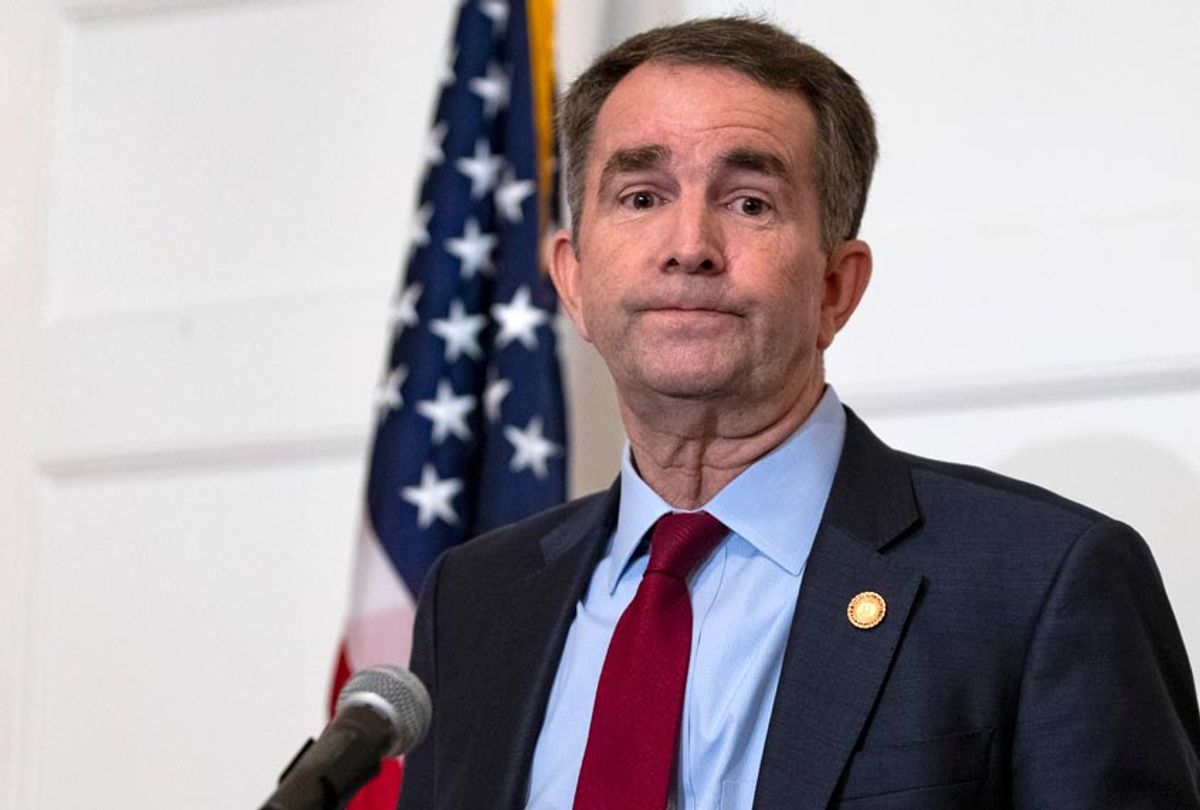 Virginia Governor Ralph Northam speaks with reporters at a press conference at the Governor's mansion on February 2, 2019 in Richmond, Virginia.  (Getty/Alex Edelman)