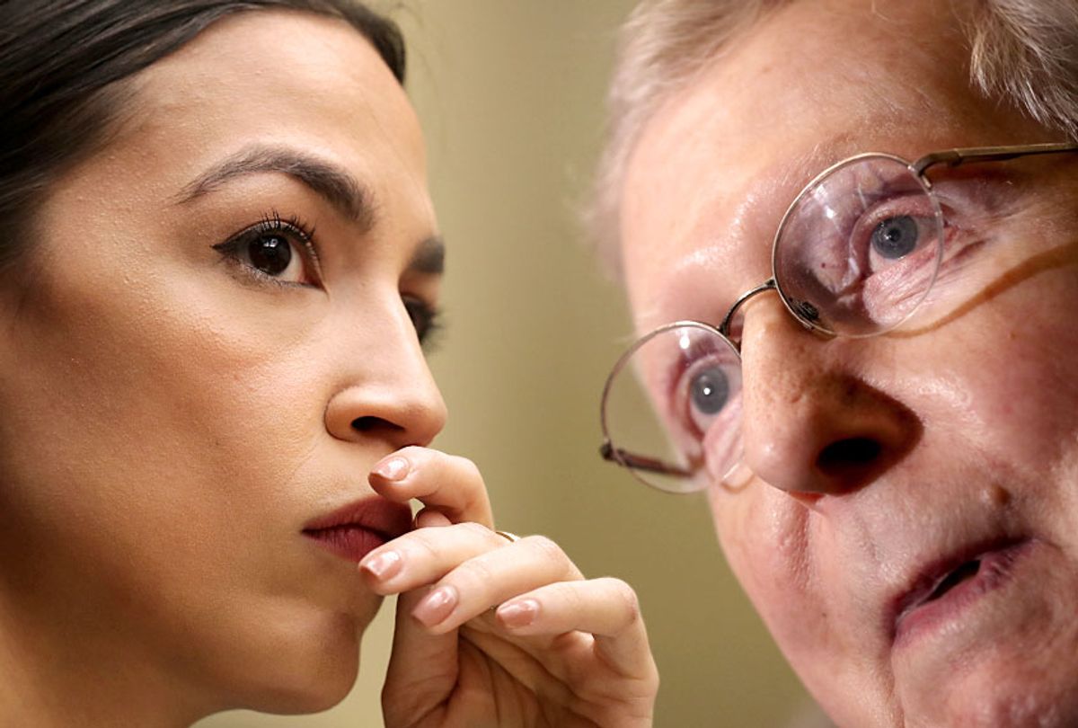 Rep. Alexandria Ocasio-Cortez (D-NY); Senate Majority Leader Sen. Mitch McConnell (R-KY) (Getty/Salon)