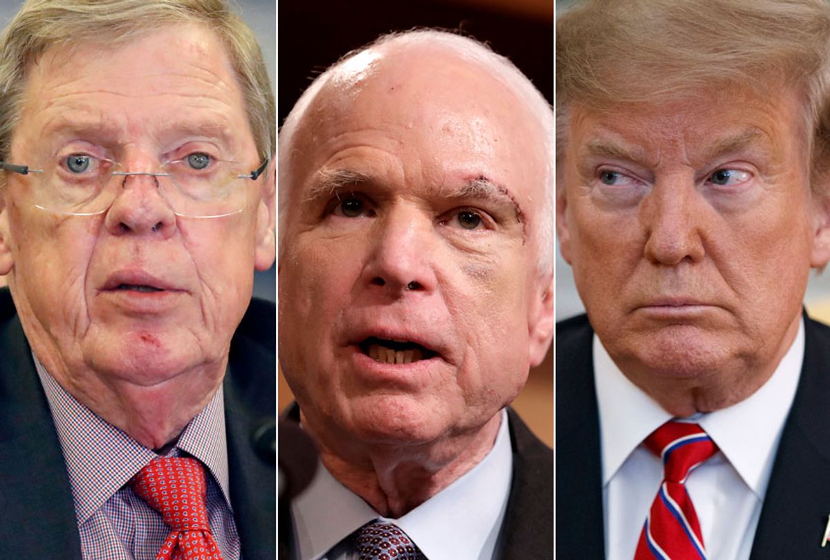 Johnny Isakson; John McCain; Donald Trump (AP/Alex Brandon/Evan Vucci/Getty/Chip Somodevilla)