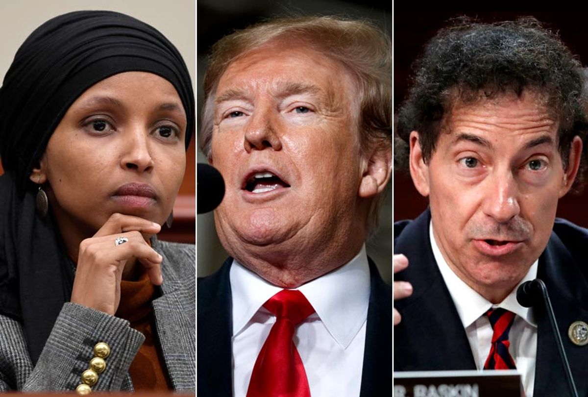 Ilhan Omar; Donald Trump; Jamie Raskin (AP/Susan Walsh/Evan Vucci/Jacquelyn Martin)