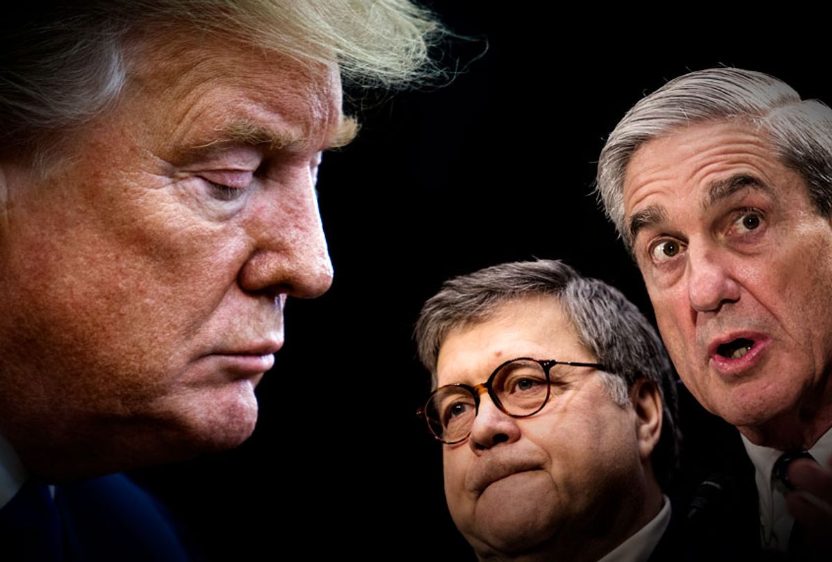 Donald Trump; William Barr; Robert Mueller (AP/Getty/Salon)