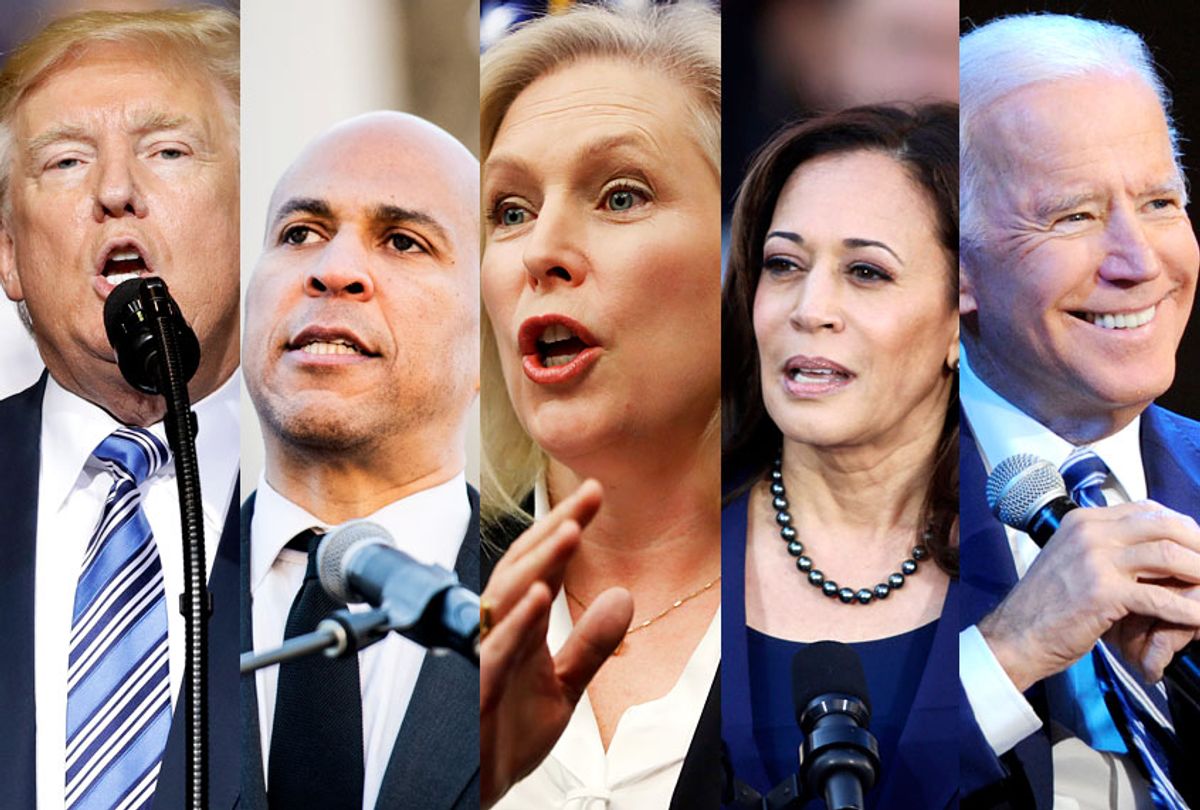 Donald Trump; Cory Booker; Kirsten Gillibrand; Kamala Harris; Joe Biden (AP/Getty)