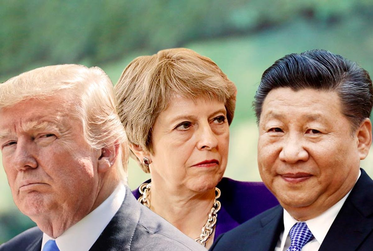 Donald Trump; Theresa May; Xi Jinping (AP/Getty/Salon)