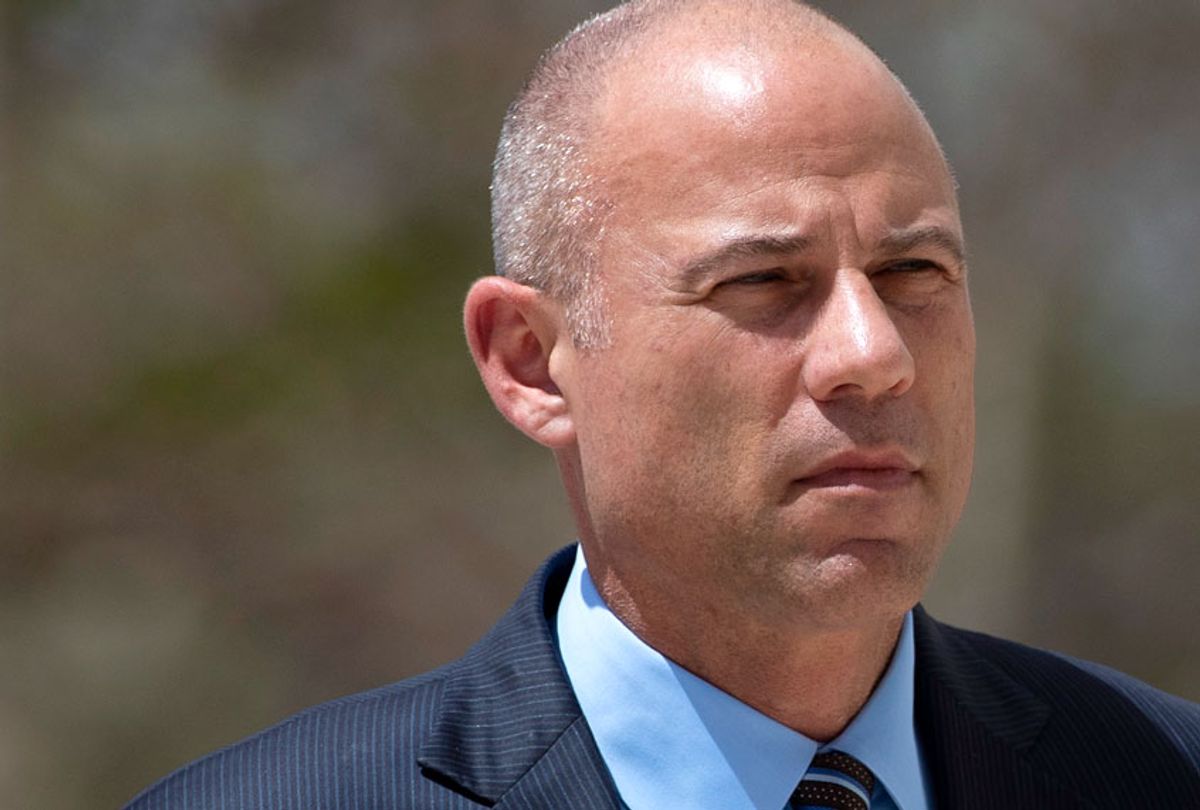 Attorney Michael Avenatti arrives at federal court Monday, April 1, 2019, in Santa Ana, Calif. Avenatti appeared in federal court on charges he fraudulently obtained $4 million in bank loans and pocketed $1.6 million that belonged to a client. (AP/Jae C. Hong)
