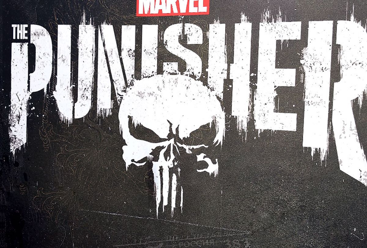 The Punisher skull and logo from tMarvel's "The Punisher" (Getty/Gregg DeGuire)