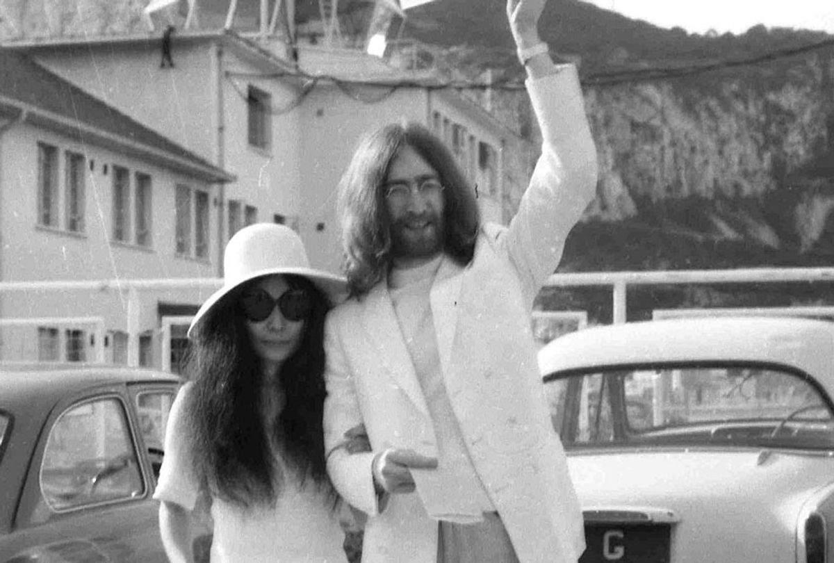 Yoko Ono and John Lennon after their wedding at the Rock of Gibraltar on March 20, 1969. (AP Photo)