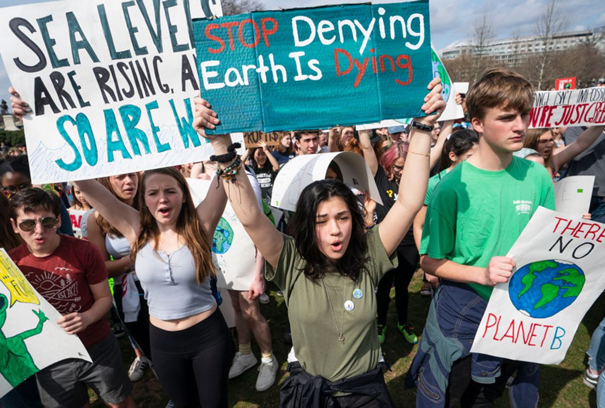 Young demonstrators join the International Youth Climate Strike event at the Capitol in Washington, Friday, March 15, 2019 (AP/J. Scott Applewhite)
