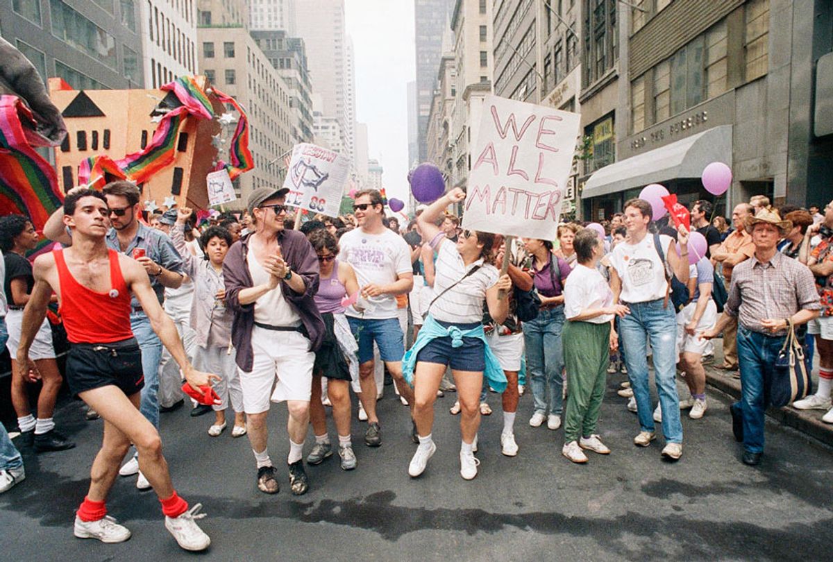 Participants in the 19th Annual Gay and Lesbian Pride March make their way down New York’s Fifth Avenue, Sunday, June 26, 1988, New York. (AP/Mario Cabrera)