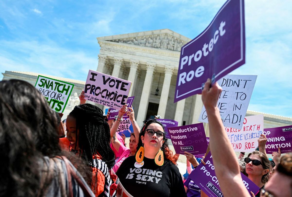Abortion rights activists rally in front of the US Supreme Court in Washington, DC, on May 21, 2019. (Getty/Andrew Caballero-Reynolds)