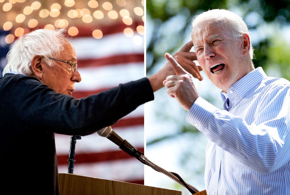Democratic presidential candidates Sen. Bernie Sanders (I-VT) and former Vice President Joe Biden (AP/Getty/Salon)
