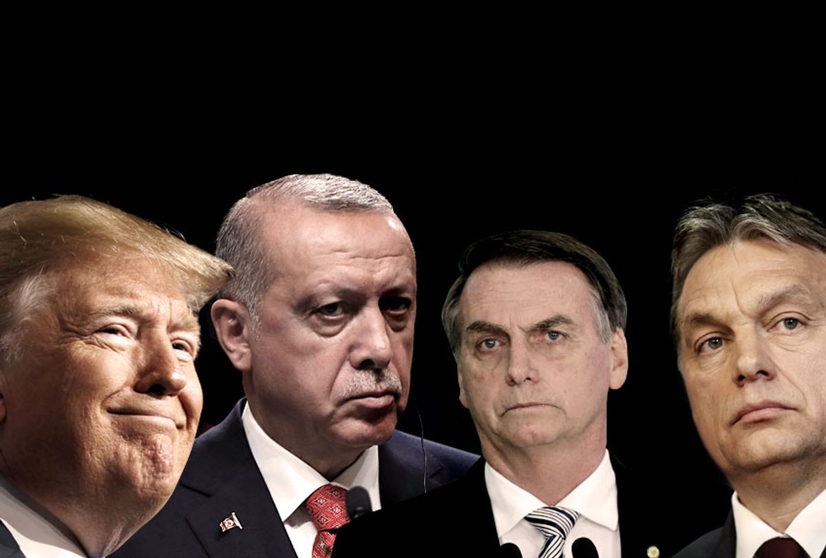 President Donald Trump; Turkey's President Recep Tayyip Erdogan; Brazil's President Jair Bolsonaro; Hungary's Prime Minister Viktor Orban (AP/Getty/Salon)