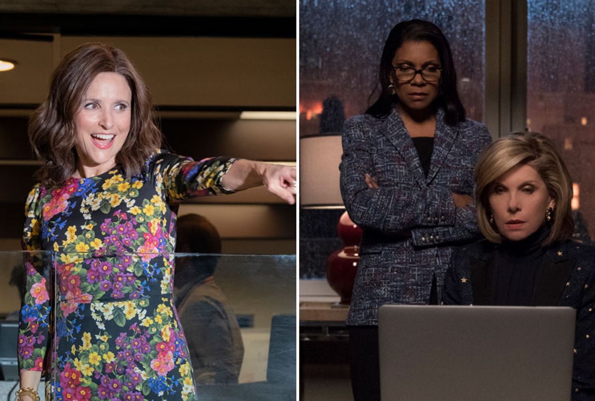 Julia Louis-Dreyfus in "Veep;" Audra McDonald and Christine Baranski in "The Good Fight" (Colleen Hayes/HBO/Elizabeth Fisher/CBS)