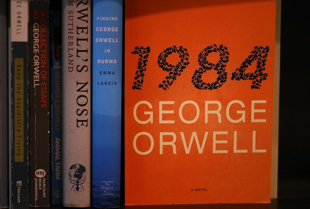 A copy of George Orwell's novel '1984' is displayed at The Last Bookstore on January 25, 2017 in Los Angeles, California (Photo Illustration by Justin Sullivan/Getty Images)