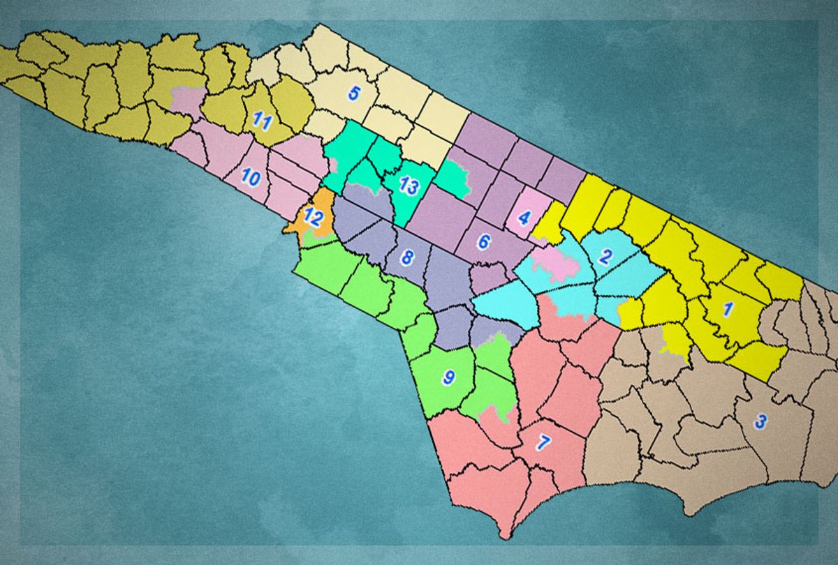North Carolina's congressional districts (Wikimedia/Getty/Salon)