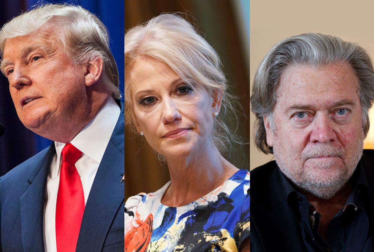 Donald Trump; Kellyanne Conway; Steve Bannon (AP/Getty)