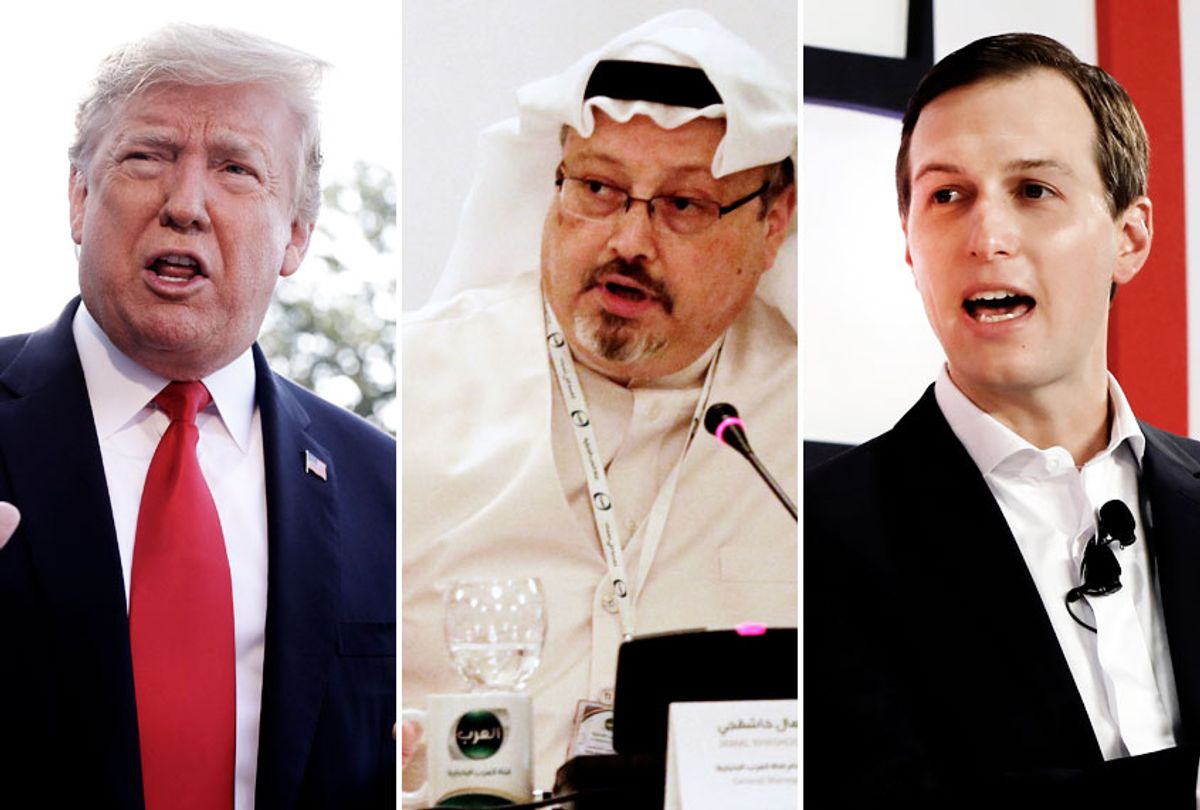 Donald Trump; Jamal Khashoggi; Jared Kushner (AP/Evan Vucci/Hasan Jamali/Richard Drew)