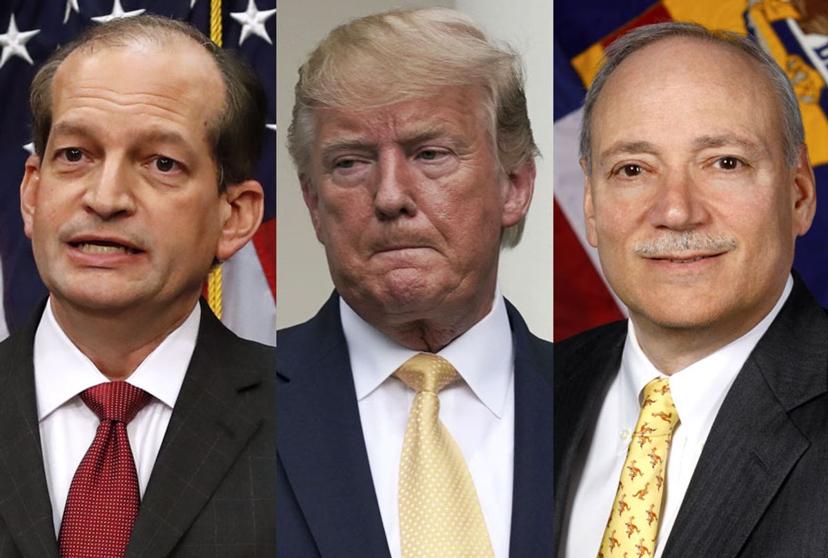 Alex Acosta; Donald Trump; Patrick Pizzella (AP/Getty/Wikimedia)