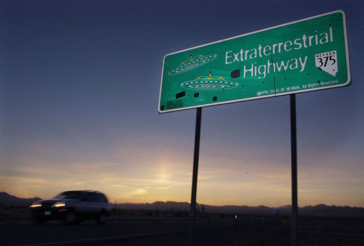 The ET highway was established by the Nevada Legislature in 1996 and runs along the eastern border of Area 51. (AP/Laura Rauch)