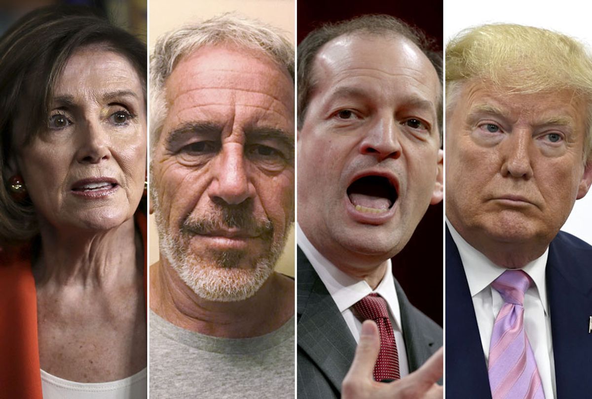 Nancy Pelosi; Jeffrey Epstein; Alex Acosta; Donald Trump (AP/Getty/Salon)