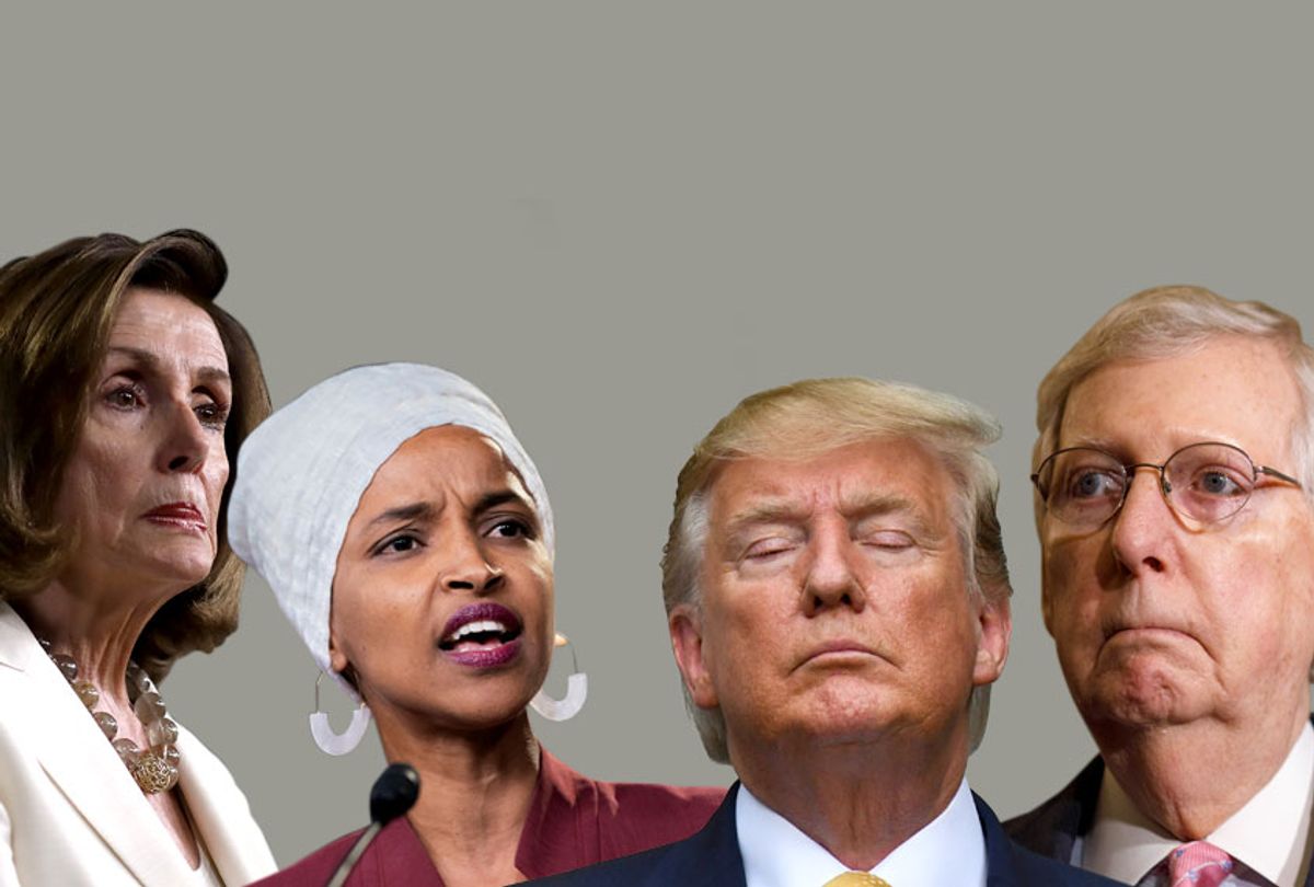 Nancy Pelosi; Ilhan Omar; Donald Trump; Mitch McConnell (AP/Getty/Salon)