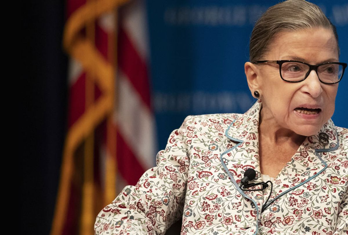 Supreme Court Associate Justice Ruth Bader Ginsburg speaks about her work and gender equality at the Georgetown University Law Center in Washington, Tuesday, July 2, 2019.  (AP/Manuel Balce Ceneta)