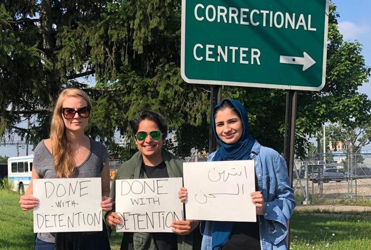 Emily Tarver (left), Vicci Martinez (middle), and Dania Darwish, northeast regional coordinator for Freedom for Immigrants (right). (Courtesy of Freedom for Immigrants)