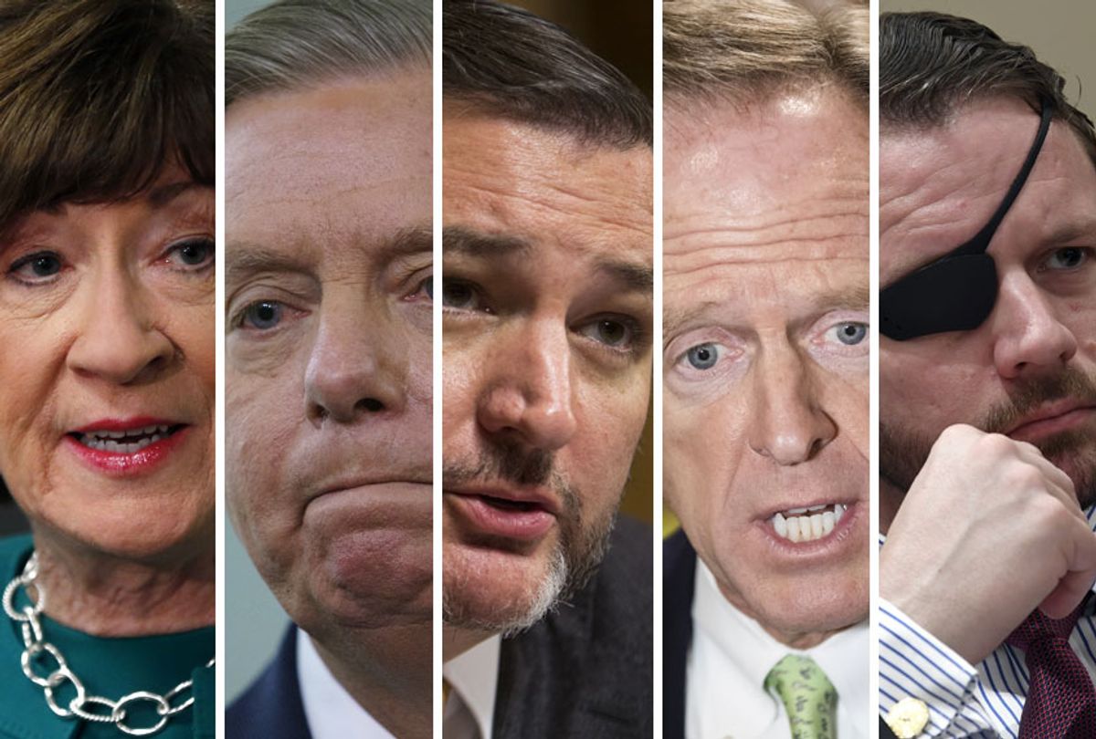 Susan Collins; Lindsey Graham; Ted Cruz; Pat Toomey; Dan Crenshaw (AP/Getty.Salon)