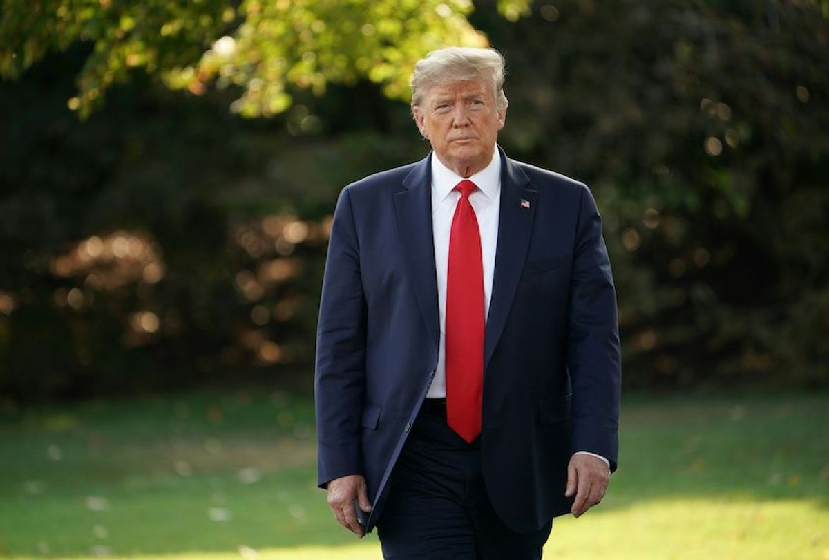 President Donald Trump comes out of the Oval Office for his departure from the White House on September 16, 2019 in Washington, DC. (Mandel Ngan/AFP/Getty Images)