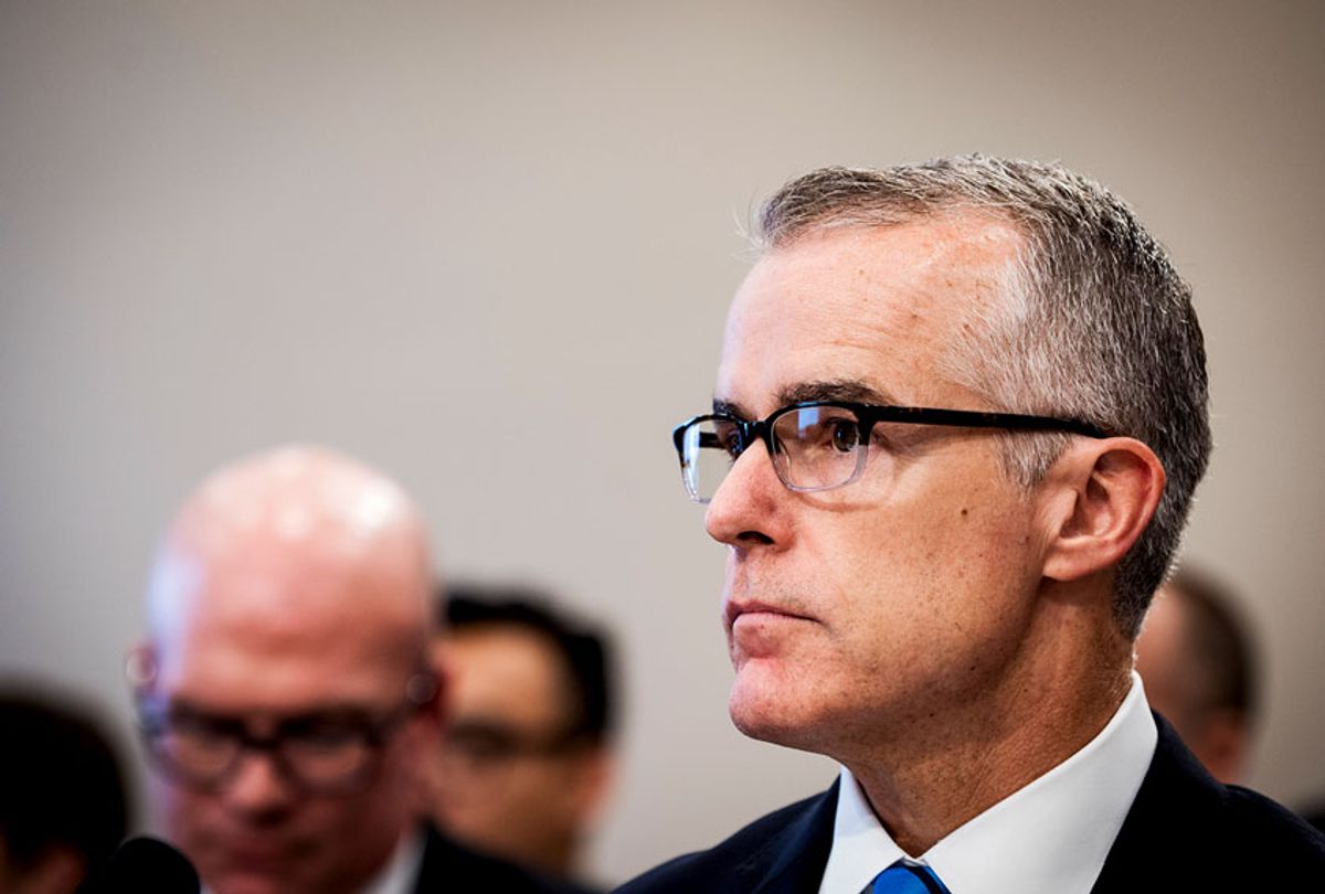 Then acting FBI Director Andrew McCabe testifies before a House Appropriations subcommittee meeting on the FBI's budget requests for FY2018 on June 21, 2017 in Washington, DC. McCabe became acting director in May, following President Trump's dismissal of James Comey.  (Pete Marovich/Getty Images)