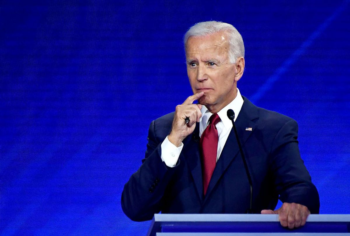 Democratic presidential hopeful Former Vice President Joe Biden looks on during the third Democratic primary debate of the 2020 presidential campaign season hosted by ABC News in partnership with Univision at Texas Southern University in Houston, Texas on September 12, 2019. (ROBYN BECK/AFP/Getty Images)