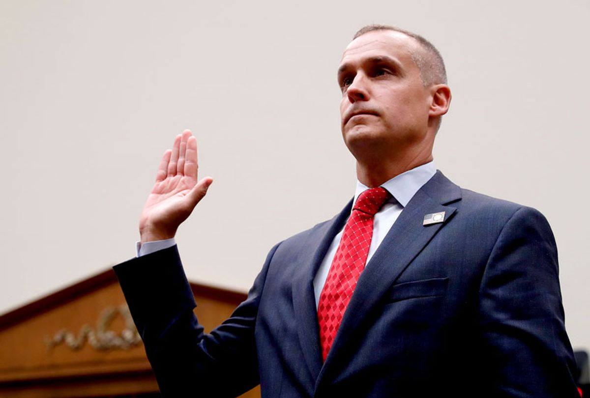 Corey Lewandowski, the former campaign manager for President Donald Trump, is sworn in to testify to the House Judiciary Committee Tuesday, Sept. 17, 2019, in Washington. (AP Photo/Jacquelyn Martin)