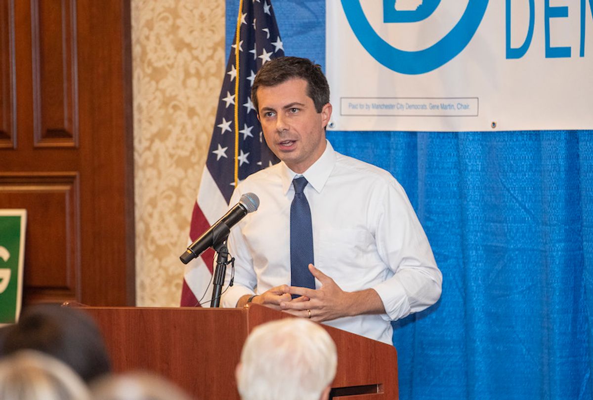 MANCHESTER, NH - OCTOBER 25:  Democratic presidential candidate South Bend, Indiana Mayor Pete Buttigieg speaks during the Manchester City Democrats' Countdown To Victory Dinner on October 25, 2019 in Manchester, New Hampshire.  (Photo by Scott Eisen/Getty Images) (Scott Eisen/Getty Images)