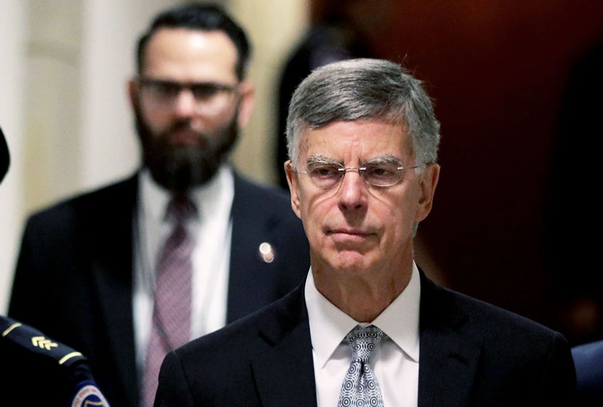 Bill Taylor (C), the top U.S. diplomat to Ukraine, arrives at a closed session before the House Intelligence, Foreign Affairs and Oversight committees October 22, 2019 at the U.S. Capitol in Washington, DC. Taylor was on Capitol Hill to testify to the committees for the ongoing impeachment inquiry against President Donald Trump. (Alex Wong/Getty Images)