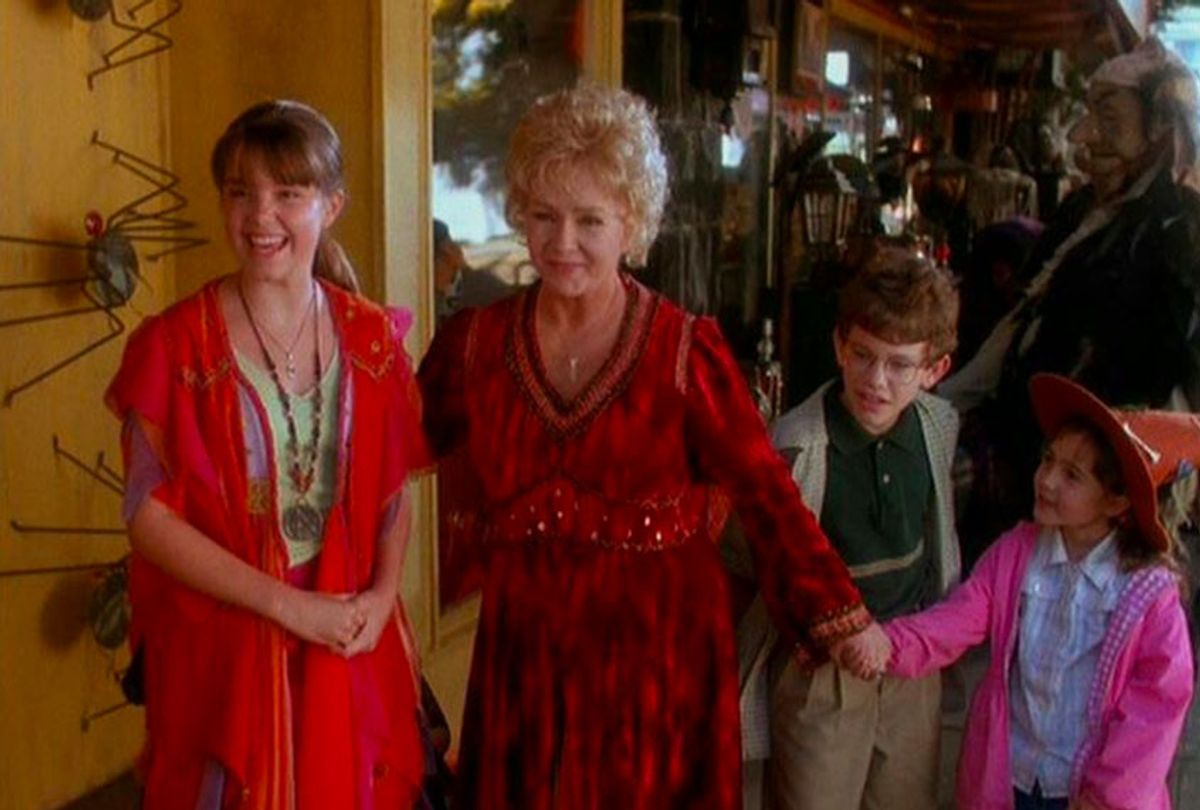 Debbie Reynolds, Kimberly J. Brown, Emily Roeske, and Joey Zimmerman in Halloweentown (1998) (ABC/Disney)