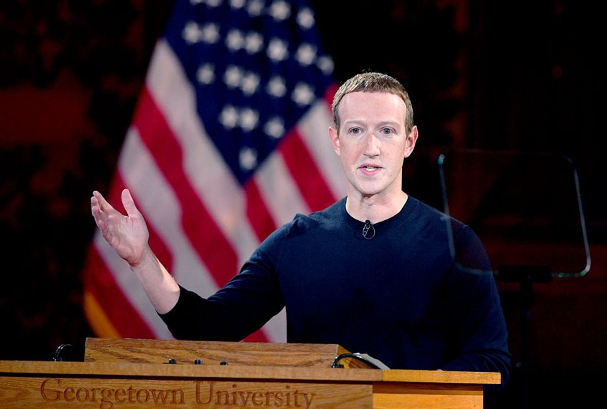 Facebook CEO Mark Zuckerberg speaks at Georgetown University, Thursday, Oct. 17, 2019, in Washington.  (AP Photo/Nick Wass)