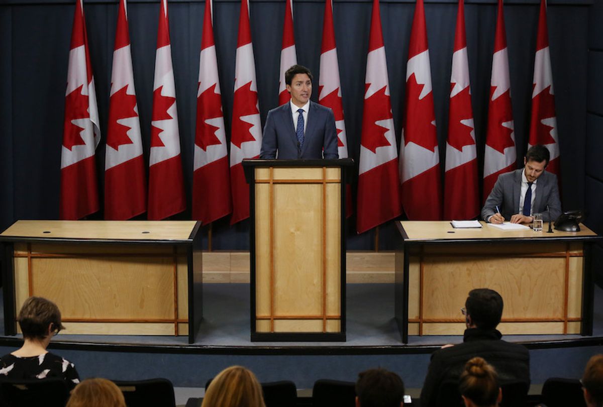 Canadian Prime Minister Justin Trudeau speaks during a news conference on October 23, 2019 in Ottawa, Canada. (Dave Chan/AFP via Getty Images)